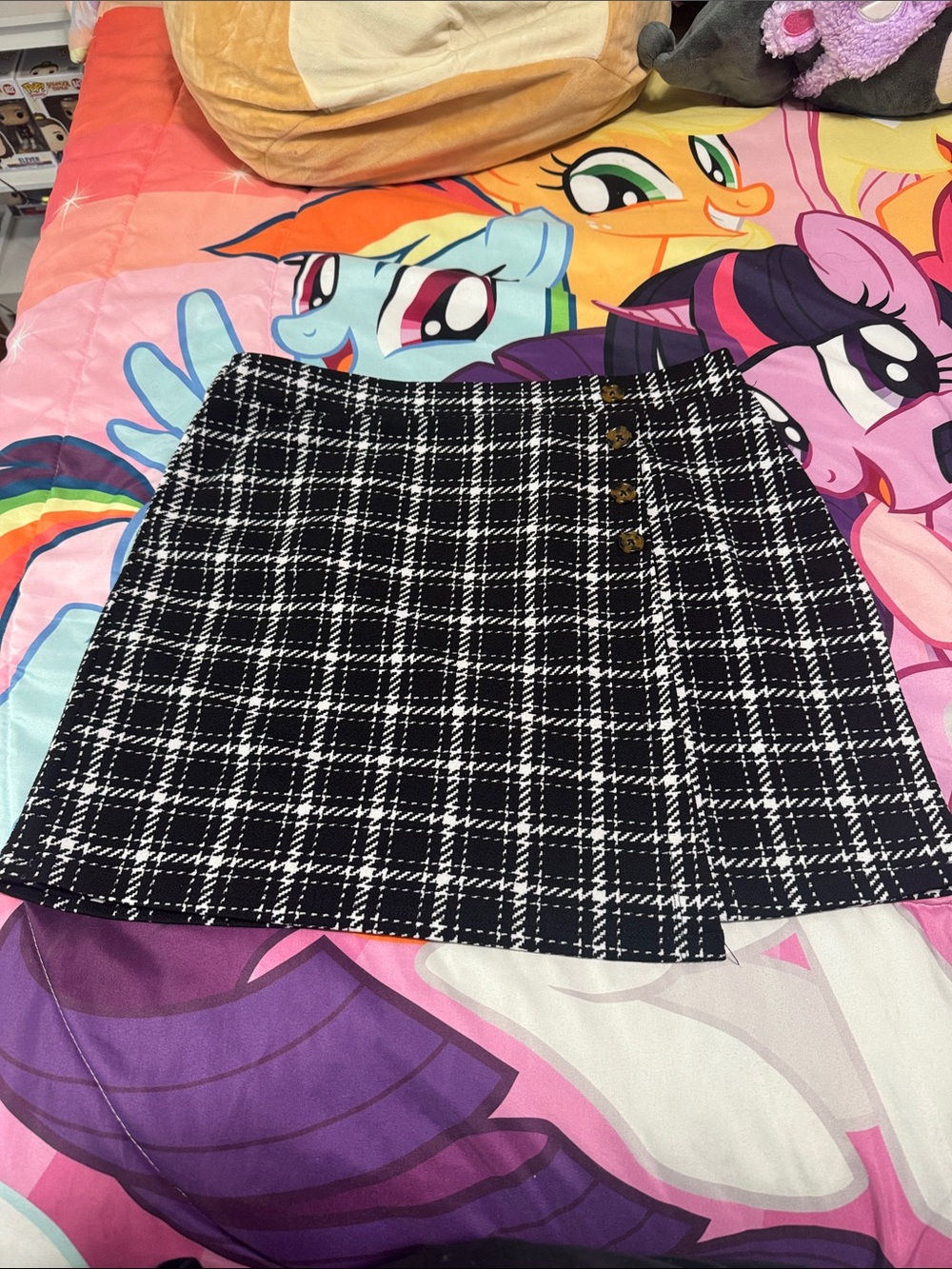 Black and White Plaid Mini Skirt